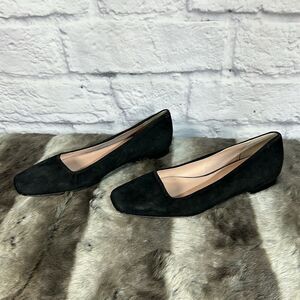 Vero Cuoio Black Suede Ballet Flats Square Toe